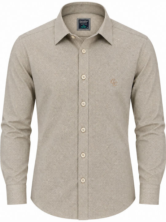 Langärmeliges Hemd in Normaler Passform Beige