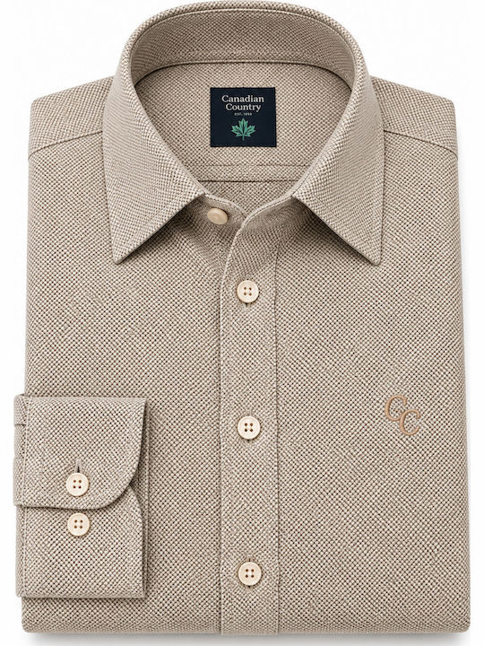 Langärmeliges Hemd in Normaler Passform Beige