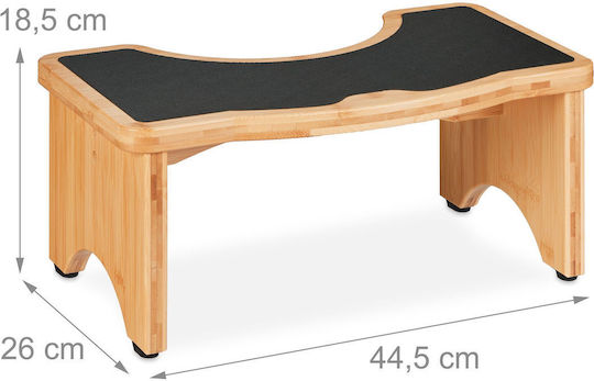 Relaxdays Taburet WC din Bambus, Natural, Negru, 18,5 x 44,5 x 26 cm
