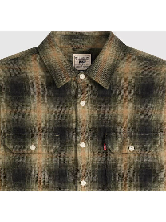 Long Sleeve Flannel Overshirt in a Wide Fit, Multicolour Check