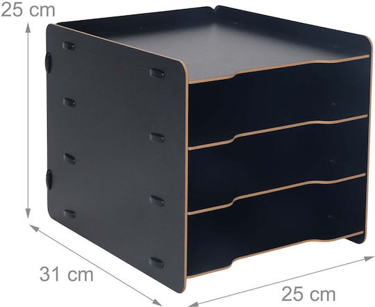 Relaxdays Sertar de Birou 25x31x25cm Negru