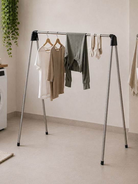 Relaxdays Silver Metal Freestanding Clothes Rack 123.5x49x122cm