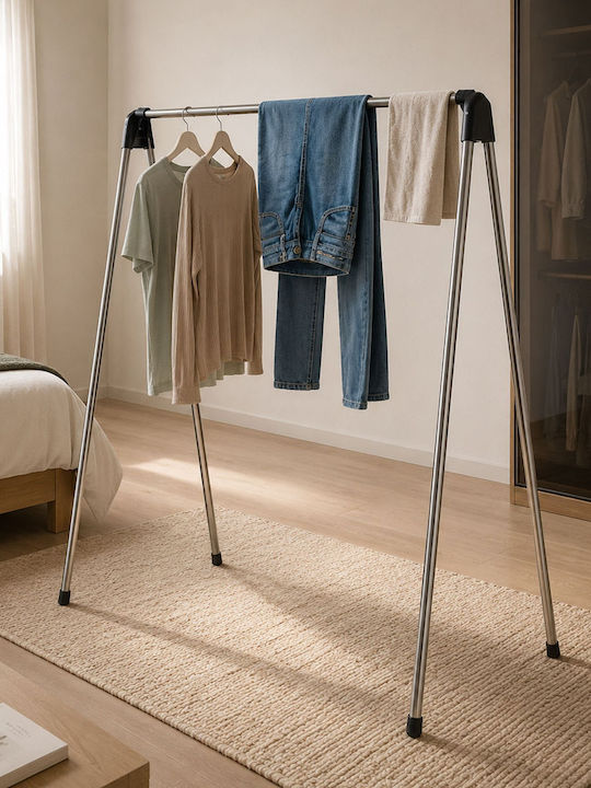 Relaxdays Silver Metal Freestanding Clothes Rack 123.5x49x122cm