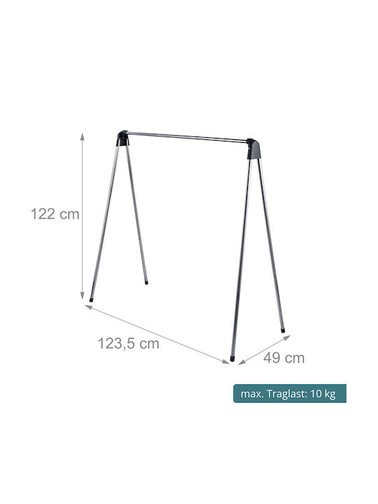 Relaxdays Silver Metal Freestanding Clothes Rack 123.5x49x122cm