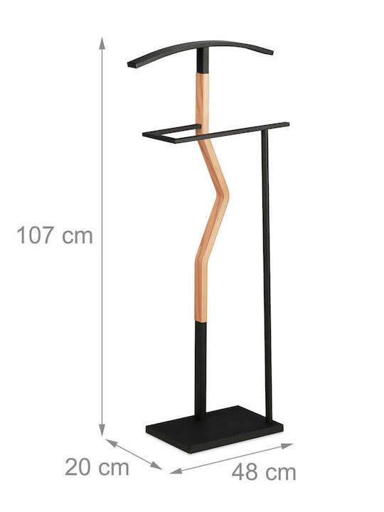 Relaxdays Umeraș de Podea din Metal Negru 45x40x120cm