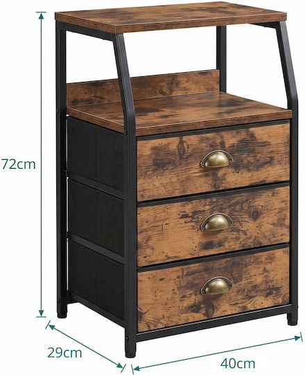 Comodă de Depozitare din Lemn, Metal și Material Textil L40xL29xÎ72cm