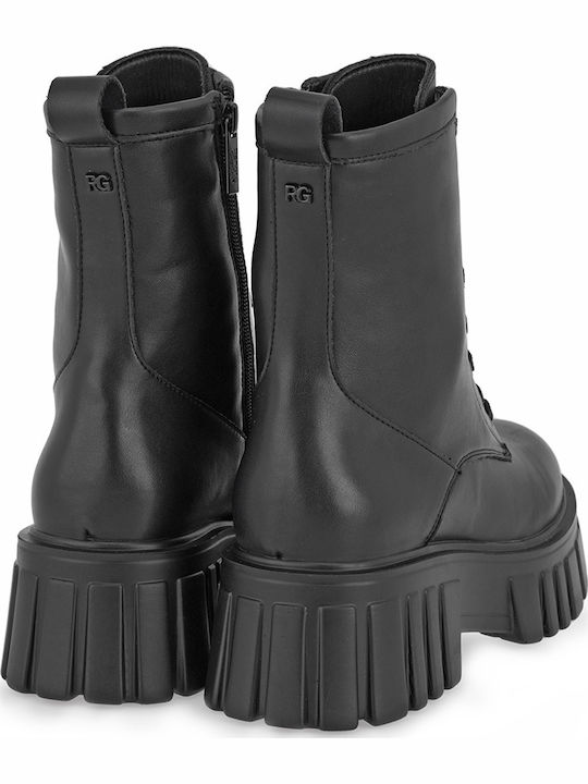 Damen-Kampfstiefel mit mittelhohem Absatz Schwarz