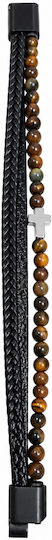 Men’s Tiger Eye Bracelet Stainless Steel Cross Magnetic Clasp