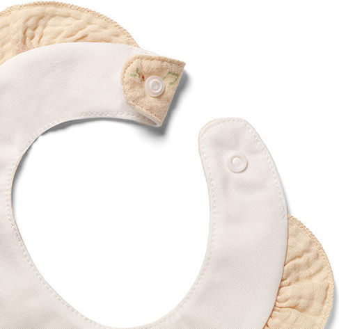Babyono Muslin Waterproof Bib Made of 100% Cotton with Hook and Loop Fastener Ecru for 0 m+