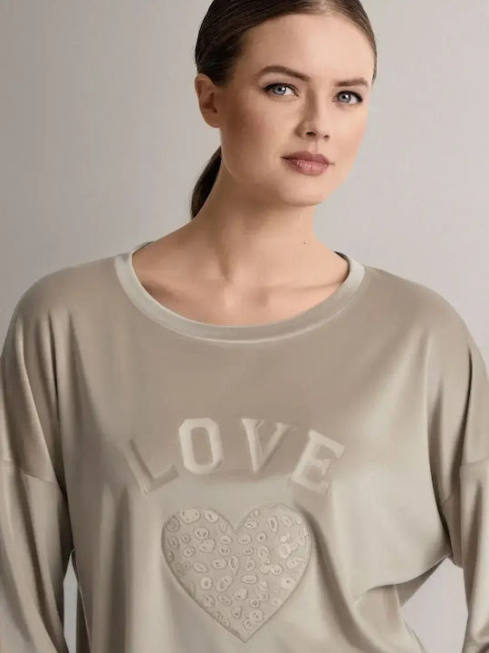 Infiore Winter Women's Beige Pyjama Set