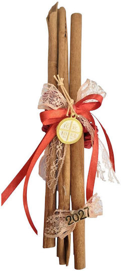 Kalliopi Silver Handmade Hanging Home Lucky Charm Red Wooden 2.5x2.5cm