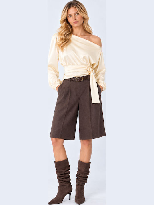 Women's Satin Blouse Butter-Yellow