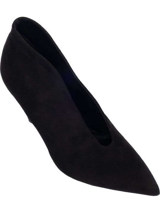 Ghete de Damă din Piele Întoarsă până la Gleznă cu Toc Înalt Negre