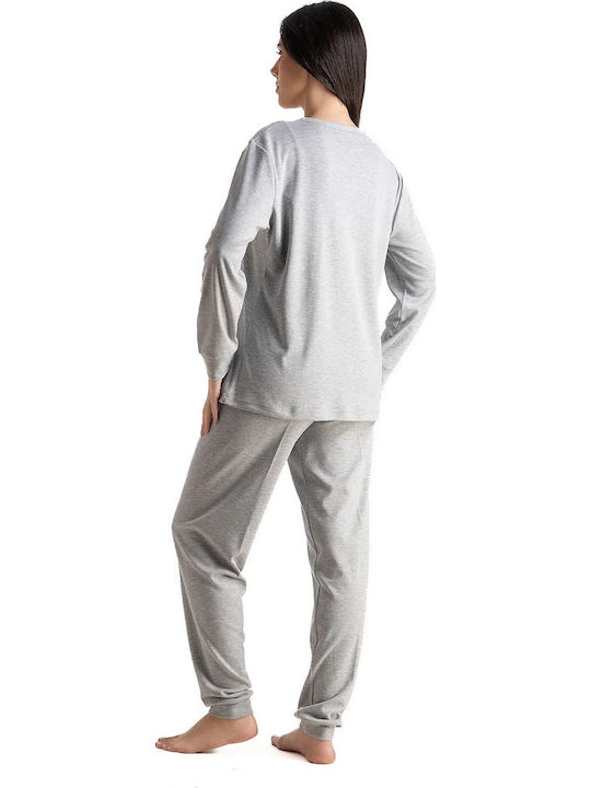 Relax Anatomic Winterliches Damen-Pyjama-Set Grau 3426041-Grau