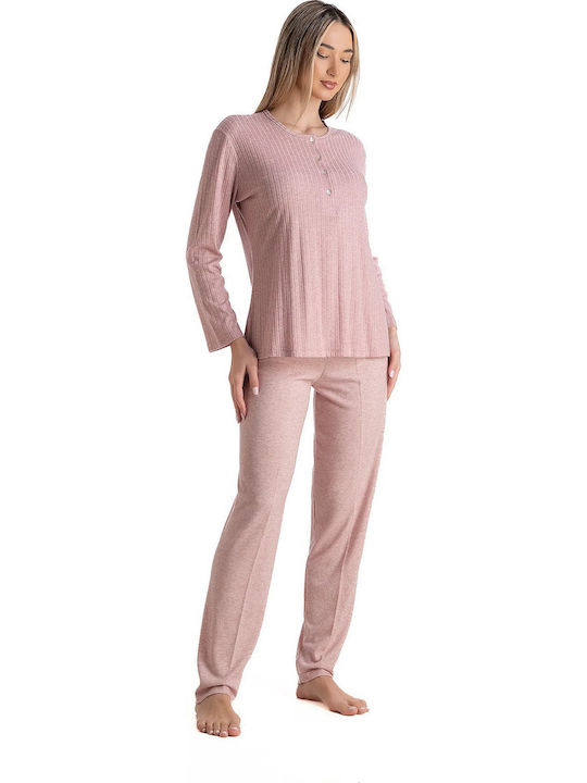 Relax Anatomic Winterliches Damen-Pyjama-Set Rosa 3426053-Rosa