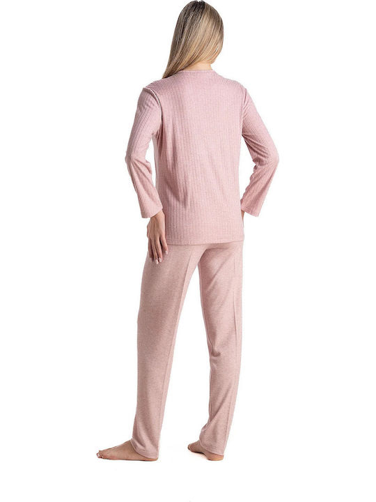 Relax Anatomic Winterliches Damen-Pyjama-Set Rosa 3426053-Rosa