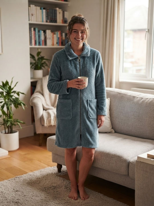 Passion Winter-Pyjama-Strickjacke für Damen in Petrol