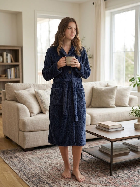 Passion Winter-Bademantel für Damen Blau