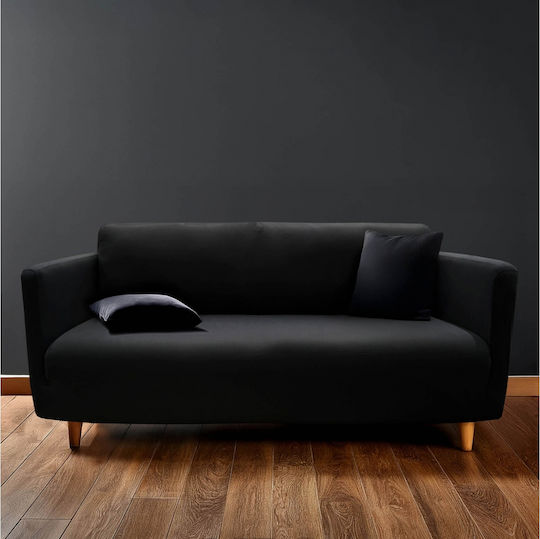 Douceur d'Intérieur Mila Elastischer Überzug für Zweisitzer-Sofa Schwarz 180 cm