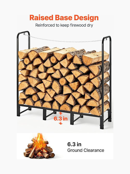 Vevor Kaminholzregal aus Holz Schwarz