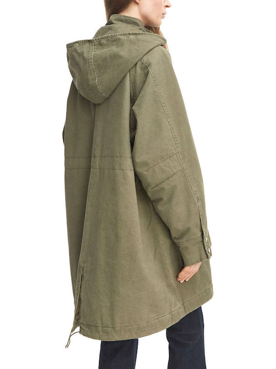 Damenparka für den Winter Olivbraun