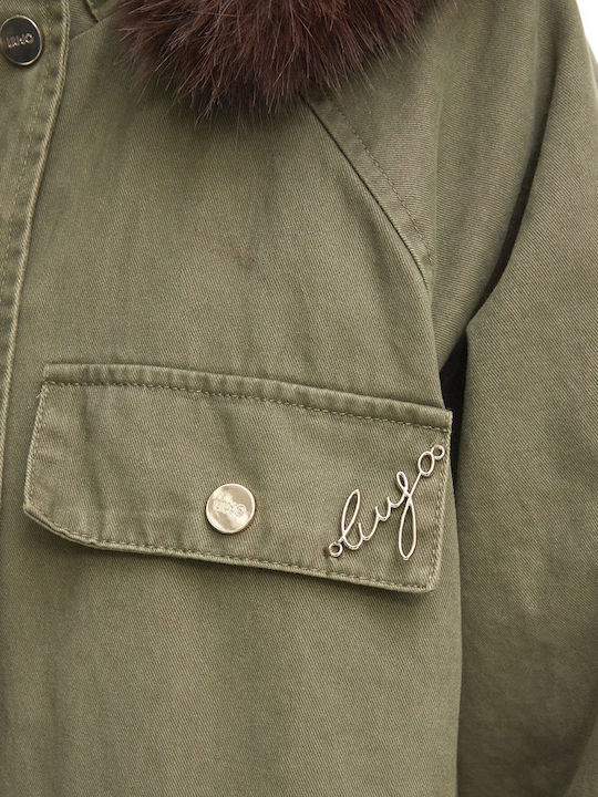 Damenparka für den Winter Olivbraun