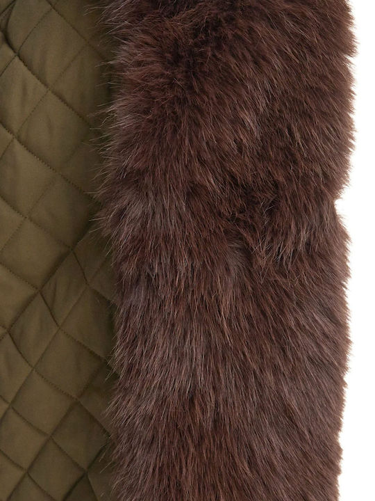 Damenparka für den Winter Olivbraun