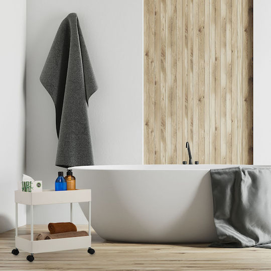 Relaxdays Cărucior de bucătărie din plastic cu 2 rafturi, negru, 38x21.5x39.5cm