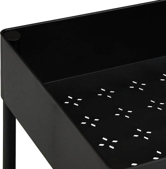 Relaxdays Cărucior de Bucătărie din Plastic cu 3 Rafturi Negru 39.5x21.5x65cm