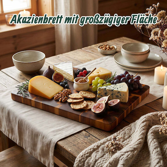 Relaxdays Beige Wooden Chopping Board 51x36cm