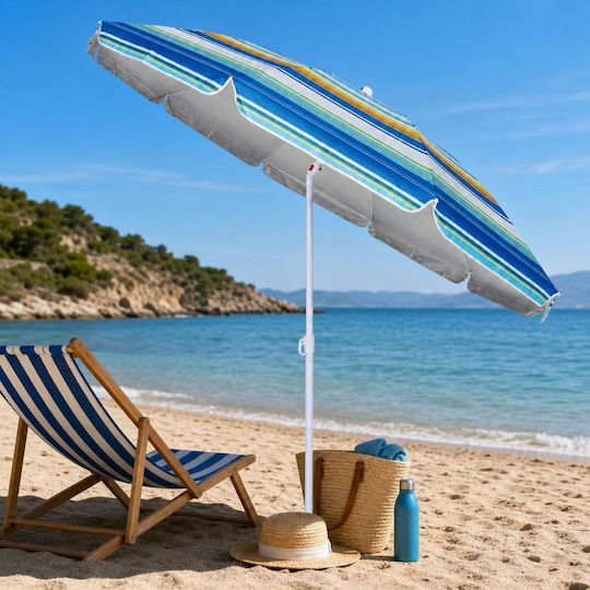 Umbrelă Pliabilă Plajă Diametru 2.4m Multicoloră