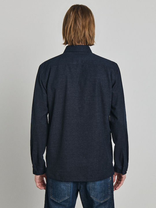 Langärmeliges Overshirt in normaler Passform Blau