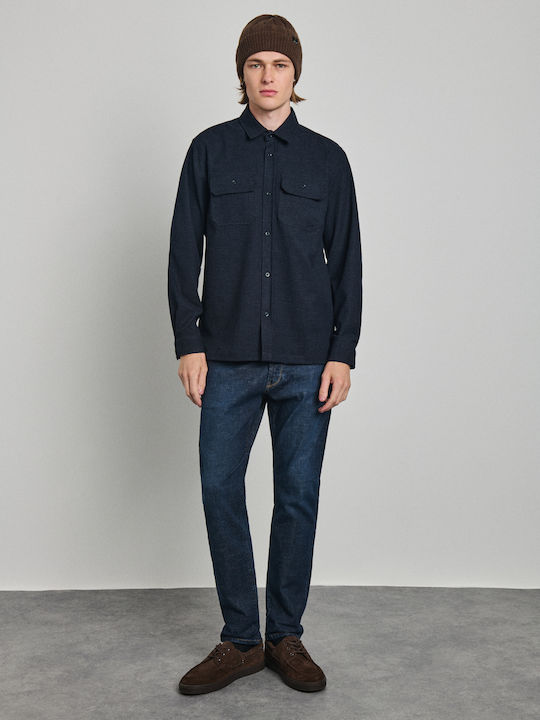 Langärmeliges Overshirt in normaler Passform Blau