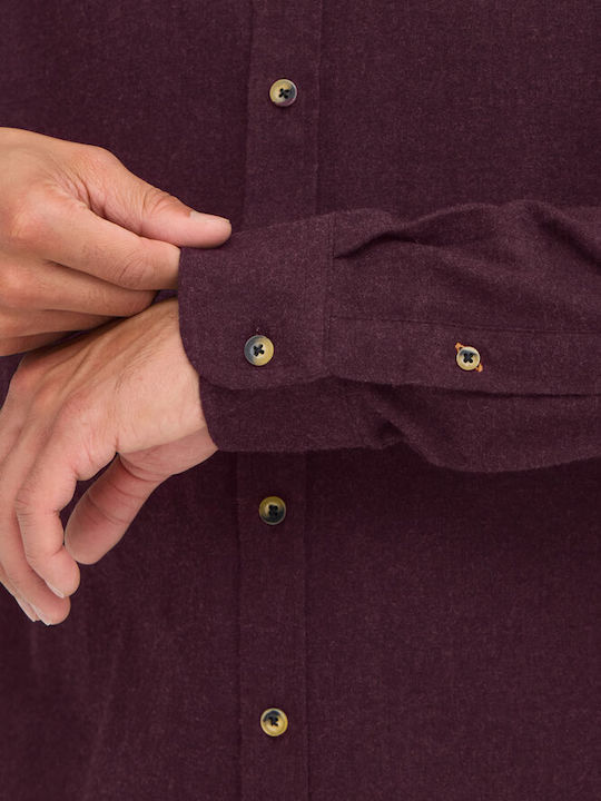 Long-Sleeve Cotton Shirt in Regular Fit Burgundy