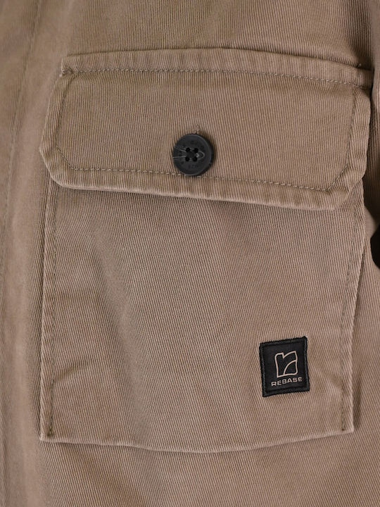 Overshirt Taupe cu Mânecă Lungă