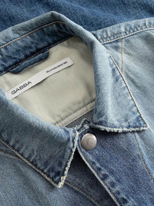 Μακρυμάνικo Τζιν Overshirt σε Κανονική Γραμμή Dark Blue Denim