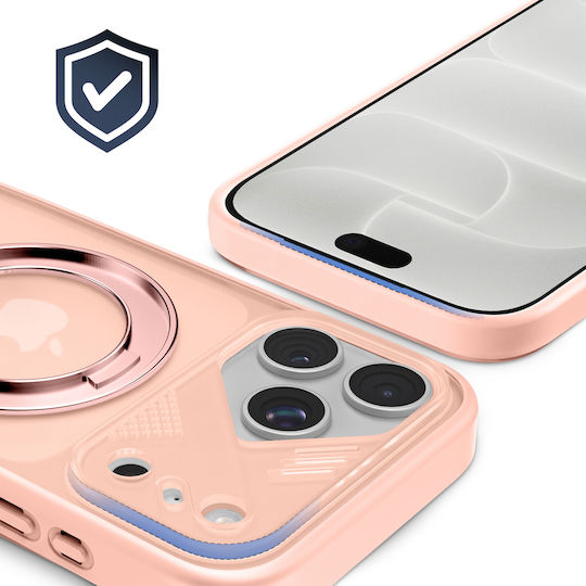 Pango MagSafe Case für iPhone 18 Pro mit transluzenter Rückseite und drehbarem Ring in Hellrosa