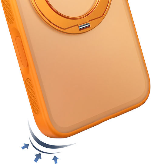 Pango Magsafe Case pentru iPhone 18 Pro, Spate Translucid cu Inel Rotativ, Portocaliu