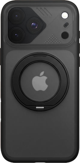 Pango Magsafe Case pentru iPhone 18 Pro, Spate Transparent Negru cu Inel Rotativ