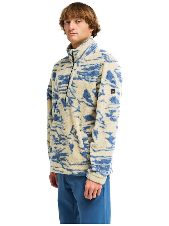 Boundary Mock Neck Polo Sweater Sand Khaki