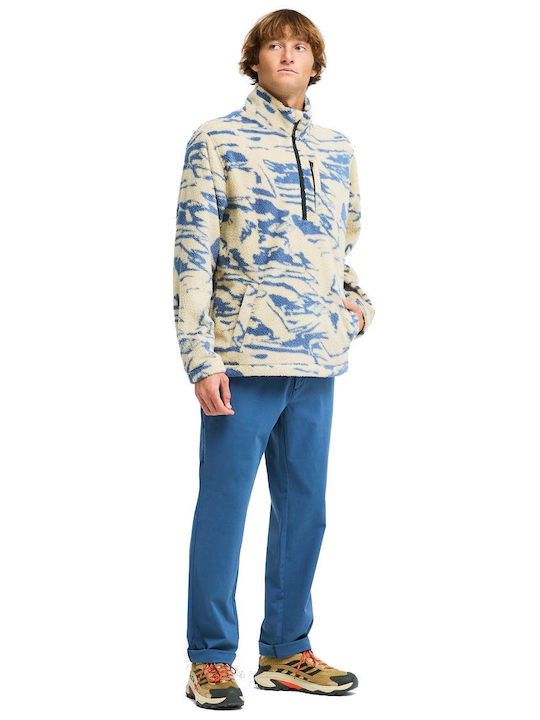Boundary Mock Neck Polo Sweater Sand Khaki