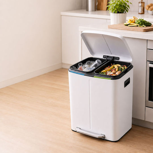 Relaxdays Coș de Reciclare din Oțel Inoxidabil cu Pedală 20 l Gri