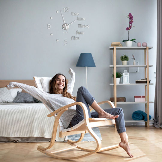 Relaxdays Ceas de perete silențios, argintiu