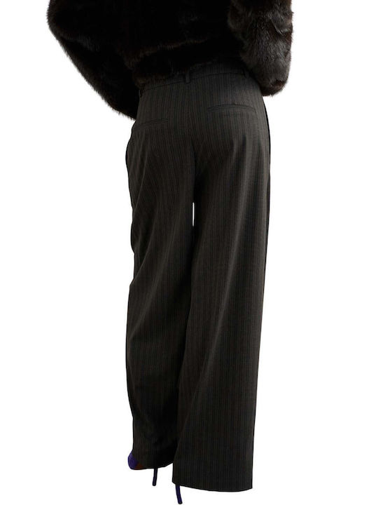 Topshop Women's Striped Brown Palazzo Trousers