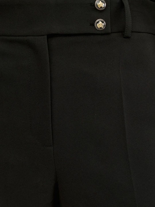 Pantaloni Dama Din Material Cu Elastic Negri