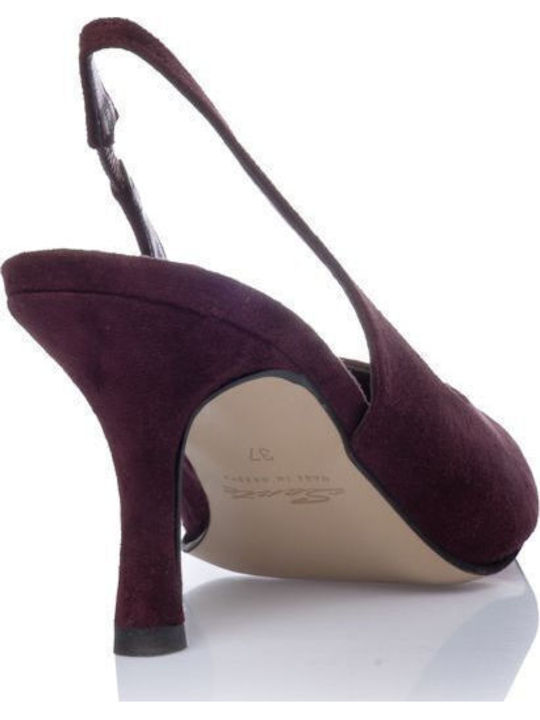 Suede Pumps With Medium Heel Burgundy