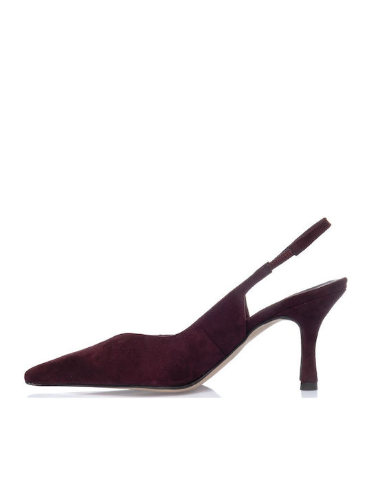 Suede Pumps With Medium Heel Burgundy