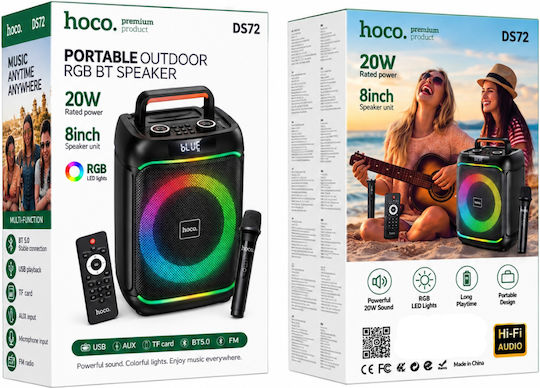 Hoco Ηχείο Karaoke με Ασύρματο Μικρόφωνο και Εφέ Φωτισμού DS72 Ship Μαύρο