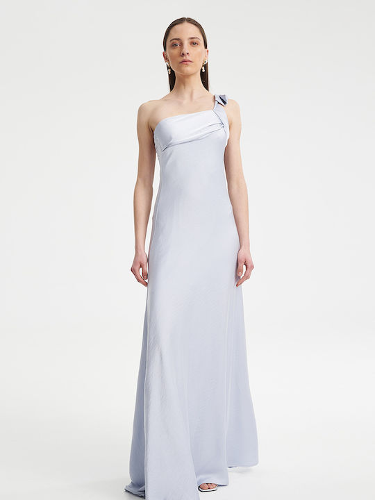 Rochie de Seară Maxi de Vară din Satin Albastru Deschis
