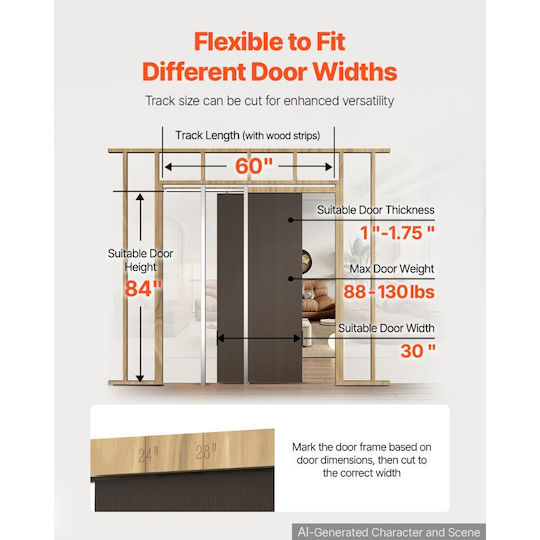 Vevor Sliding Door Mechanism 76.2 cm Brown